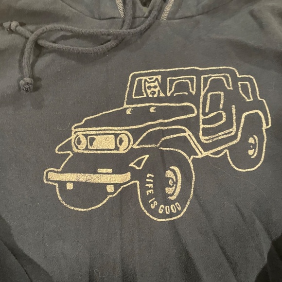 “Life is Good” Mens Hooded Long Sleeve Sweetshirt - Picture 3 of 4